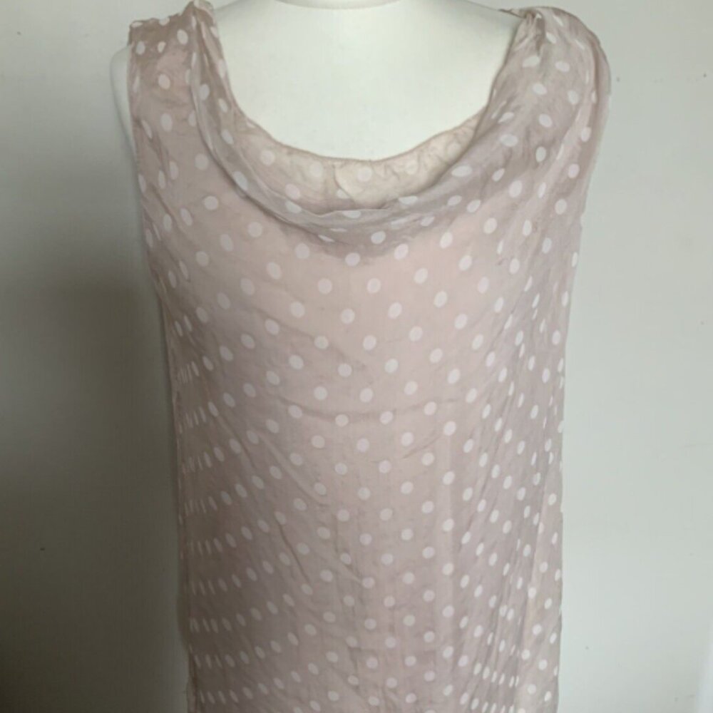 Brand New Piazza Roma Silk Polka Dot Sleeveless Top